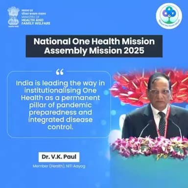 At #NOHM 2025, Dr. V. K. Paul, Member (Health), NITI Aayog, underscored India’s leadership in making #OneHealth a permanent pillar of preparedness and integrated disease response.