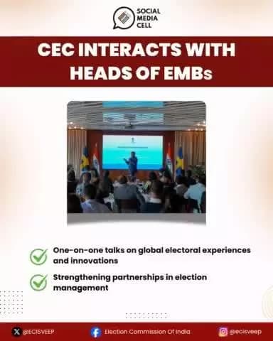 CEC met Heads of multiple EMBs at the International IDEA Stockholm Conference held in June 2025, reaffirming ECI’s commitment to International cooperation
#ECI #ECIInitiatives