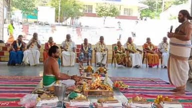 உடுமலைபேட்டை: திருமூர்த்தி மலை அம்மனலிங்கேஸ்வரர் கோவிலில் 5 முதிய தம்பதிகளுக்கு கோவில் நிர்வாகம் சார்பில் சிறப்பு செய்யப்பட்டது