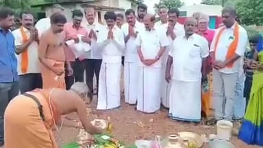 கோவில்பட்டி: ஆலம்பட்டி கிராமத்தில் கோவிலுக்கு புதிய உணவுக்கூடம் கட்ட அடிக்கல் நாட்டு விழா நடைபெற்றது எம்எல்ஏ துவக்கி வைத்தார்