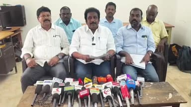 காஞ்சிபுரம்: மாவட்ட ஆட்சியர் வளாகத்தில் தமிழ்நாடு மாநில மணல் லாரி உரிமையாளர்கள் சங்கங்களின் கூட்டமைப்பு தலைவர் யுவராஜ் பத்திரிக்கையாளர் சந்திப்பு