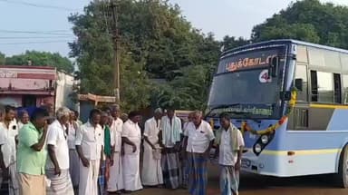 குளத்தூர்: வளவம்பட்டியில் புதிய பேருந்தின் இயக்கத்தை துவக்கி வைத்து மக்களுக்கு இனிப்பு வழங்கினார் எம்எல்ஏ சின்னதுரை