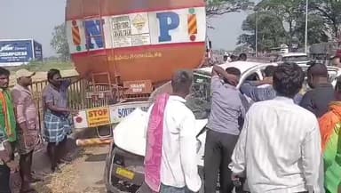 ಮಾನ್ವಿ: ನೀರಮಾನ್ವಿ ಬಳಿ ನಿಂತಿದ್ದ ಡೀಸೆಲ್ ಲಾರಿಗೆ ಕಾರುಡಿಕ್ಕಿ 5 ಜನರಿಗೆ ಗಾಯ