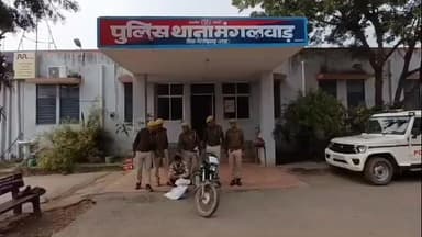 बड़ी सादड़ी: मंगलवाड़ बाइपास सर्विस रोड पर नाकाबंदी के दौरान मोटरसाइकिल मामले में एक आरोपी को गिरफ्तार किया गया