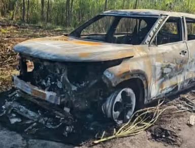 जानसठ: भोपा के गाँव किशनपुर मार्ग पर अचानक चलती कार में लगी आग, कार जलकर हुई राख, चालक भी झुलसा