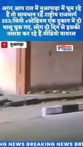 अगर आप रात में नुआपाड़ा में घूम रहे हैं तो सावधान रहें.राष्ट्रीय राजमार्ग 353/मिनी #स्टेडियम एक दुकान में दो भालू घुस गए