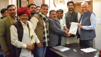 पीपलदा: किसानों की मांगों को लेकर पीपल्दा विधायक चेतन पटेल और किसानों ने कृषि मंत्री किरोड़ीलाल मीणा को दिया ज्ञापन