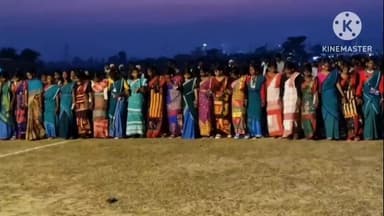 पथरगामा: पंचगाछी मैदान में करम मेल पर संथाली महिलाओं का पारंपरिक नृत्य