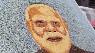 अंजड़: 17 साल के युवक ने 6 लाख चावल के दानों से बनाई प्रधानमंत्री नरेंद्र मोदी की तस्वीर, गिनीज बुक में भेजा