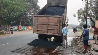 भीकनगांव: भीकनगांव-देशगांव मार्ग पर पैचवर्क शुरू, राहगीरों व वाहन चालकों ने ली राहत की सांस