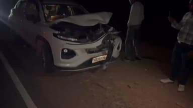 लूनकरनसर: कालू टॉल प्लाजा के पास स्टेट हाइवे 6 ए पर कार की सांड से टक्कर, सांड की हुई मौत, कार सवार घायल