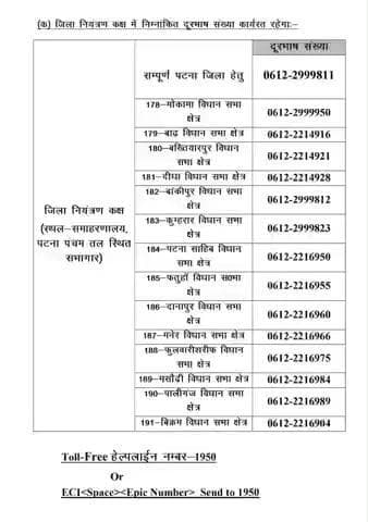 जिला निर्वाचन पदाधिकारी–सह–जिलाधिकारी, पटना के निदेशानुसार 6 नवंबर को मतदान प्रक्रिया की सम्पूर्ण सतत निगरानी रखने, किसी भी आकस्मिक स्थिति में त्वरित कार्रवाई करने तथा स्वतंत्र, निष्पक्ष एवं शांतिपूर्ण मतदान संपन्न कराने हेतु नियंत्रण कक्ष।