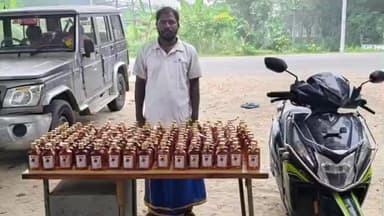 வானூர்: வானூர் பகுதியில் 150 புதுச்சேரி மதுபானங்களை இருசக்கர வாகனத்தில் கடத்திய இருவர் கைது