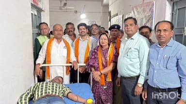 सलूम्बर: सलूम्बर में राष्ट्रगीत 'वंदे मातरम्' के 150 वर्ष पूर्ण होने पर आयोजित किया गया रक्तदान शिविर