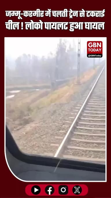 जम्मू-कश्मीर में चलती ट्रेन से टकराई चील! विंडस्क्रीन तोड़कर अंदर घुसी, लोको पायलट घायल #JammuKashmir #Anantnag