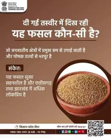 क्या आप पहचान सकते हैं यह फसल कौन सी है?
कृपया अपना जवाब कमेंट में साझा करें। #PictureChallenge #AgriGoI