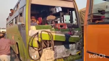 गढ़मुक्तेश्वर: ब्रजघाट गंगा पुल पर दो बसों की भिंड़त, यात्रियों में मची चीख-पुकार