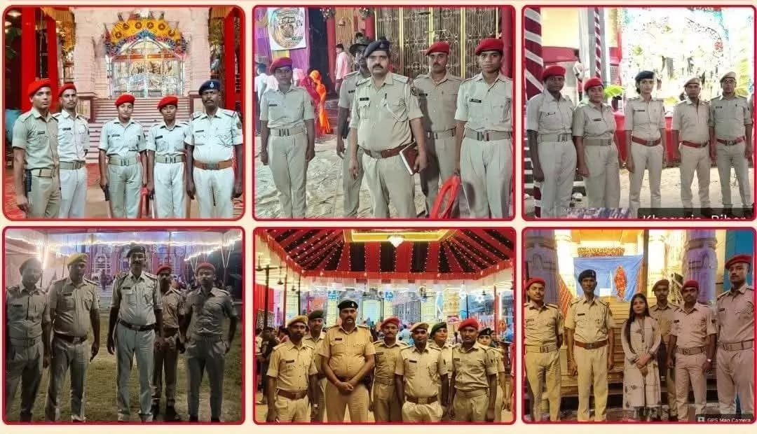 खगड़िया: खगड़िया में दुर्गा पूजा के दौरान सुरक्षा के कड़े इंतजाम