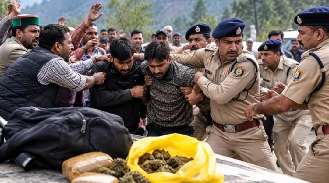 कुल्लू: कुल्लू में चरस बरामदगी के दौरान भीड़ ने पुलिस पर हमला कर दो आरोपियों को छुड़ाया
