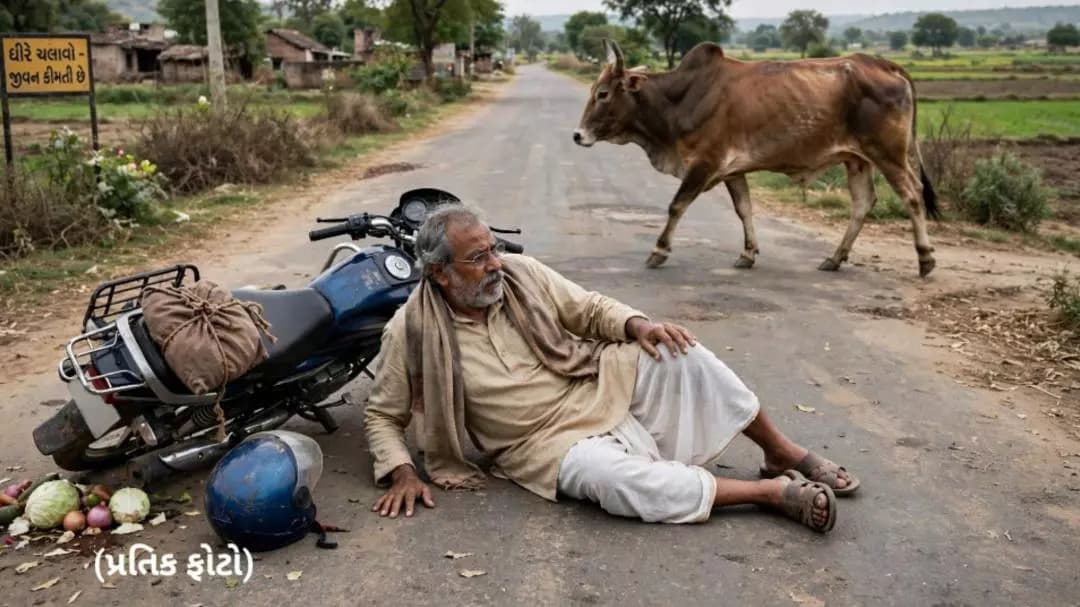 લાલપુર: જામનગરના લાલપુર પાસે અકસ્માત: આખલો આડે આવતા વૃદ્ધનું મોત