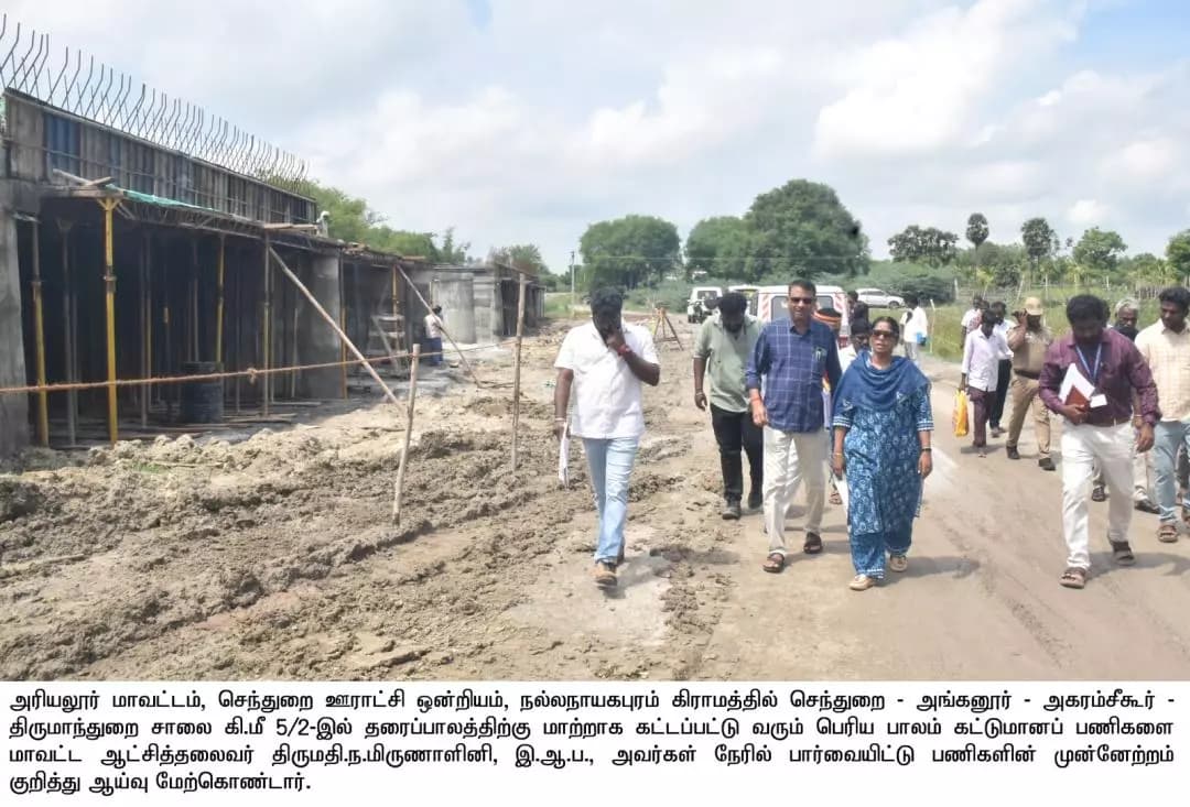 அரியலூர்: 7.74 கோடி ரூபாயில் பாலம் கட்டுமான பணிகள் - மாவட்ட ஆட்சியர் நேரில் ஆய்வு!