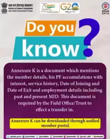 Do you know what #Annexure K is?
#EPFO #SocialSecurity #AmritMahotsav #EPFOwithyou