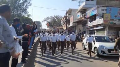 परसिया: #श्रीराम जन्मभूमि मन्दिर निर्माण अभियान के लिए जनजागरण हेतु #राष्ट्रीय_स्वयंसेवक_संघ ने निकाला #गुणवत्तापूर्ण #संचलन