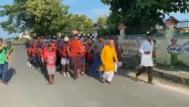 भाजयुमो कुशीनगर के तत्वावधान में आयोजित #UPCheer4india के तहत बच्चो के साथ दौड़ लगाया, #Olympics2021