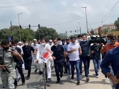 बढ़ती महंगाई के विरोध में संसद तक साइकिल मार्च करते श्री @rahulgandhi जी।
#rahulgandi