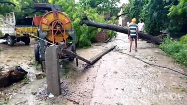 छिबरामऊ: chhibramau kannauj मे खोजीपुर मै हबा तेज़ चलने से दो बिजली के पोल गिर गये और बिजली #videovirol #virolnew #short #virol