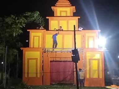 फैज़ाबाद: Paliya shahbadi me #एसयूवी_वीडियो pandal ka Nirman