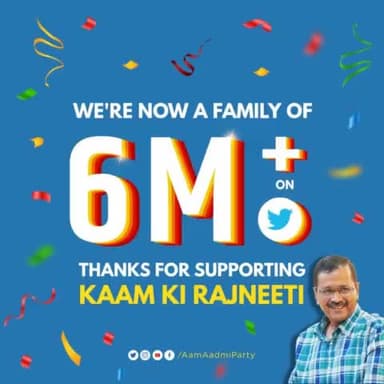 Thank you people for supporting #KaamKiRajneeti ❤️
People who are not Following us, please do : https://twitter.com/AamAadmiParty