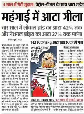 #मित्रों !!
#आटा महंगा नही हुआ, आपके #खाने की #क्षमता कम हो रही है!