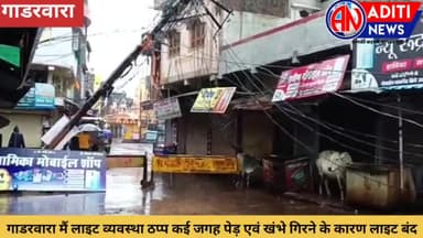 नरसिंहपुर: #गाडरवारा में पेड़ एवं बिजली के खंभे व तार गिरने से लाइट व्यवस्था ठप्प