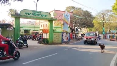 दुमका: हिजला मेला को लेकर नगरपालिका चौक के पास काफी सुंदर गेट बनाया जा रहा है #Dumkaजिला
