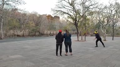 DevRaven Bhalavi and Sadhna Uikey, Learning Boomerang From Bhawna Tyagi at #Bhimbetka, #Bhopal