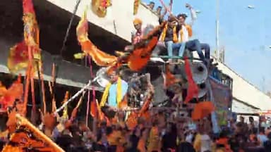 रामनवमी को लेकर#थावे मे निकाली गई #शोभा यात्रा #हजारो लोग हुए शामिल