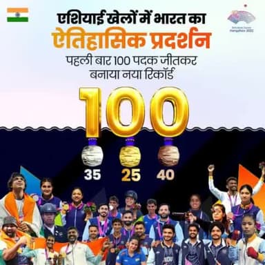 #जय_हिन्द
एशियाई खेलों में भारतीय खिलाड़ियों का ऐतिहासिक प्रदर्शन।
इन खेलों के इतिहास में पहली बार पार किया 100 पदकों का आंकड़ा।