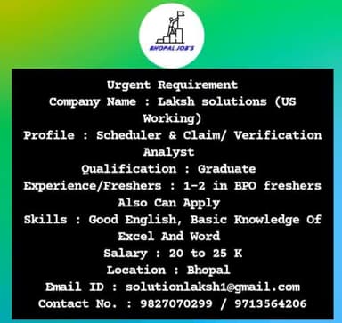 इस वेकेंसी को अपने जरूरतमंद लोगों के साथ शेयर करे। ❤️
#Bhopal #Bhopaljobs #Vacancy #Jobs #indore #indorejob #mpjobs