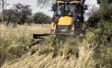 दमोह में डबल मर्डर के आरोपियों की फसलों पर चला बुलडोज़र, वीडियो सामने आया #बुलडोज़र