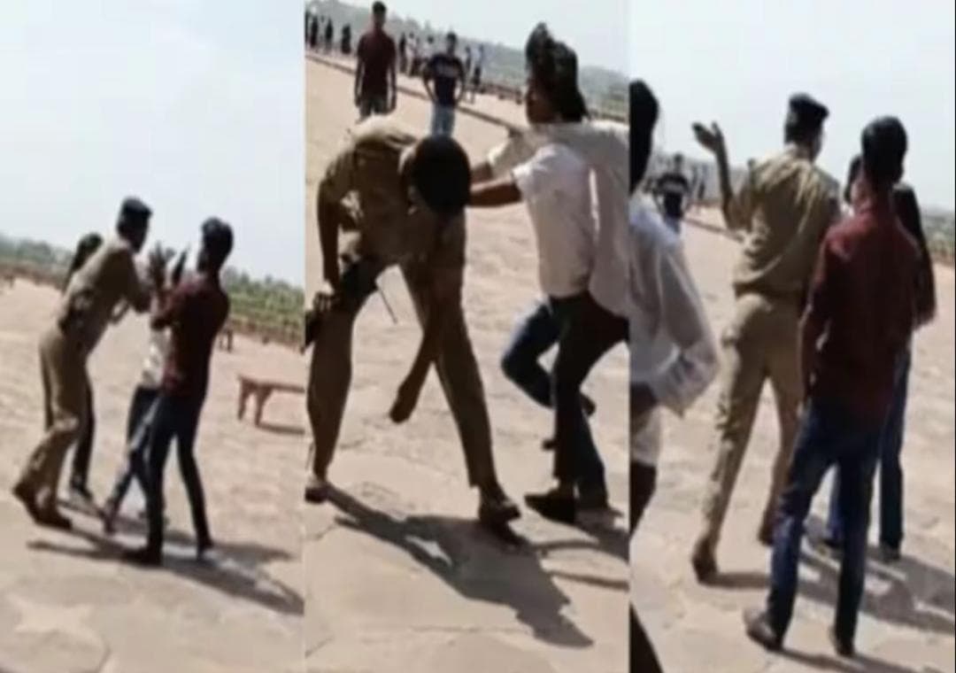 ताजमहल परिसर में रील बनाने के विवाद में सुरक्षाकर्मी के थप्पड़ मारने से ज़मीन पर गिरी युवती #ताजमहल