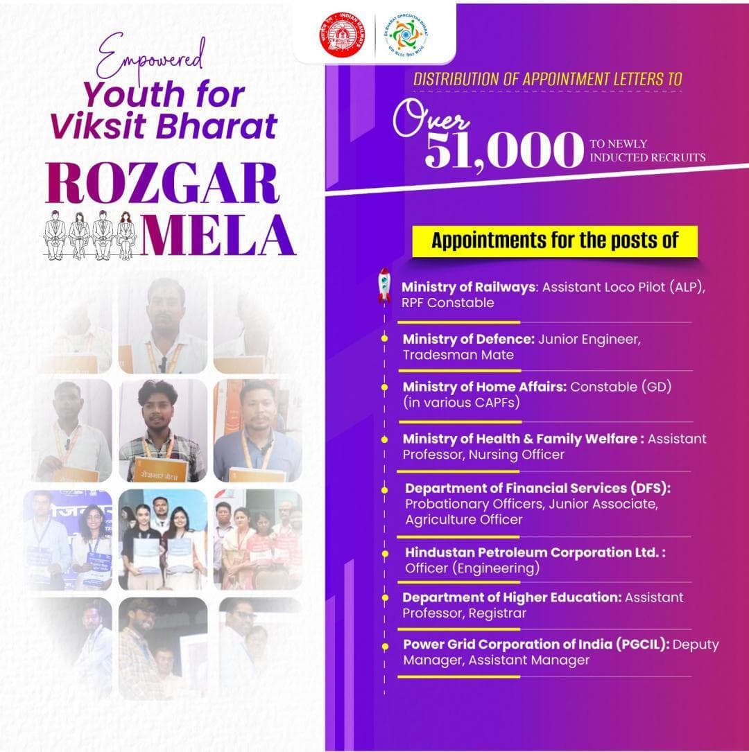The #RozgarMela is equipping over 51,000+ new recruits to drive India's growth forward. 🇮🇳🚀