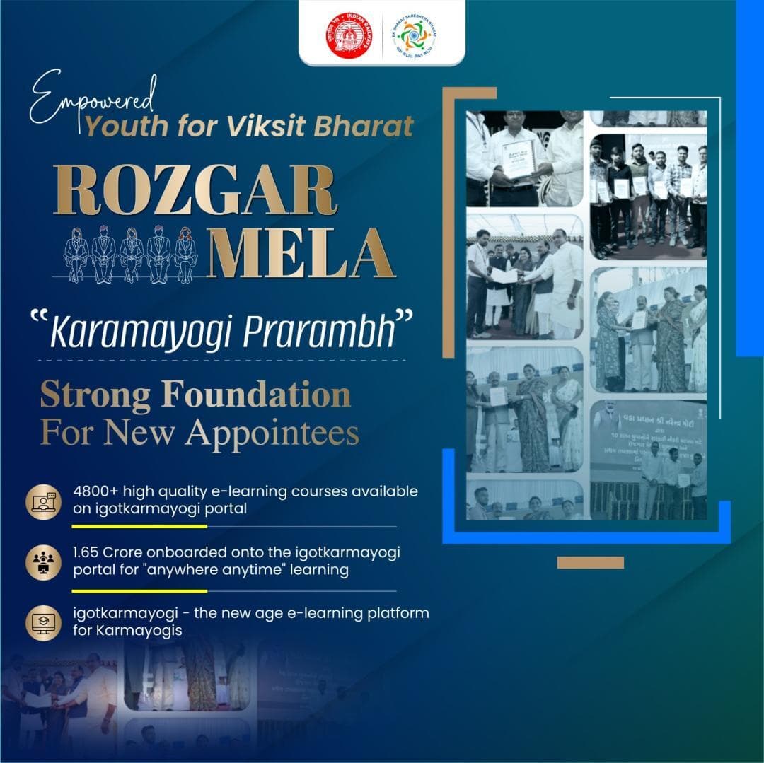 Through the "Karmayogi Prarambh" module on the iGOT Karmayogi portal, the #RozgarMela 💻✨