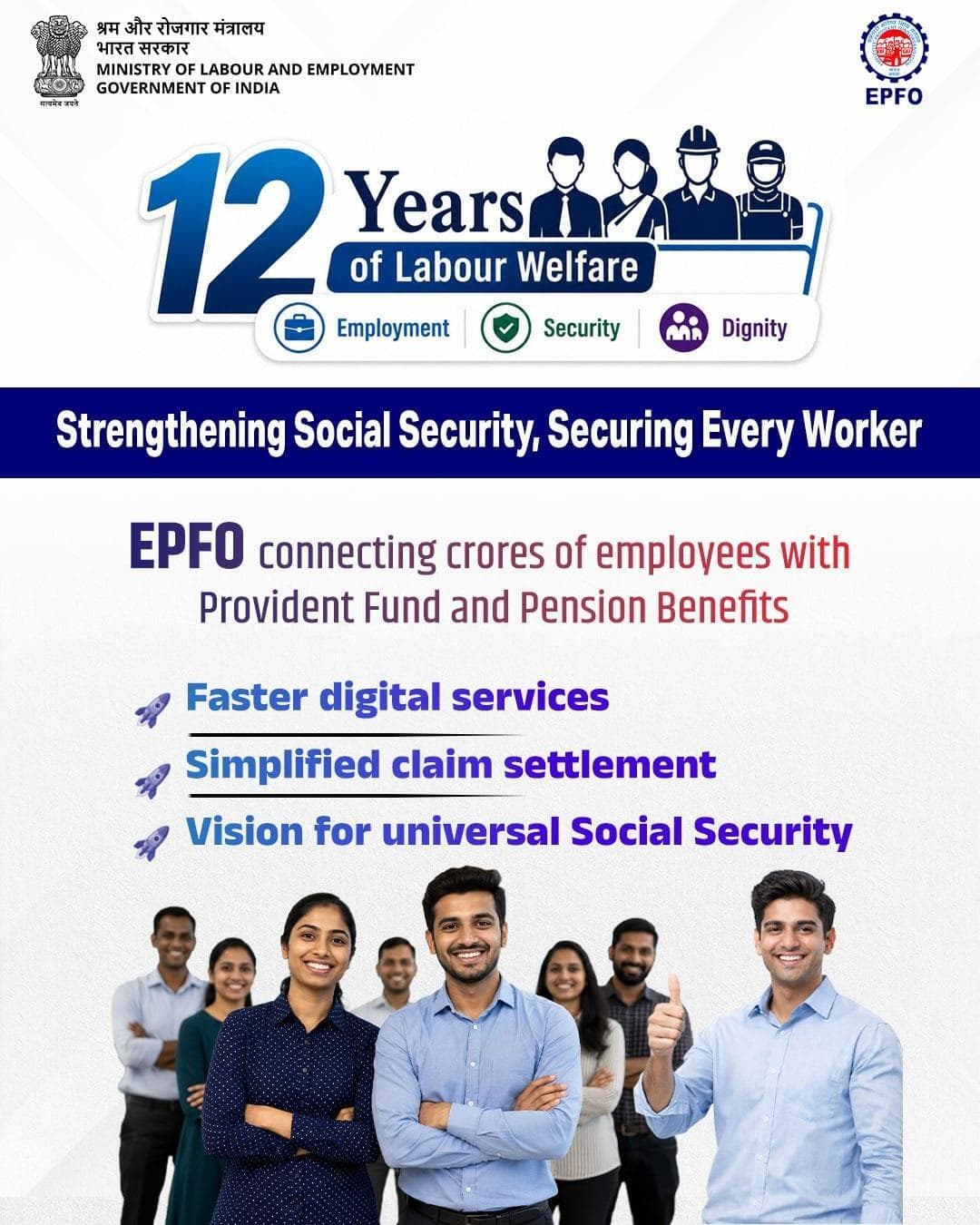 Strengthening social security and securing the future of millions of workers.
#12YearsofLabourWelfare