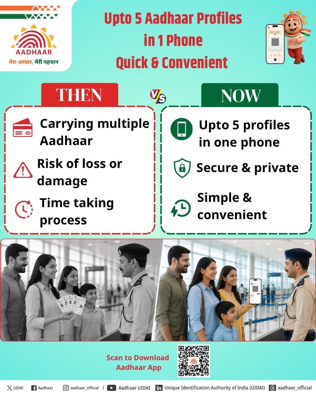 Upto 5 Aadhaar profiles in 1 App
