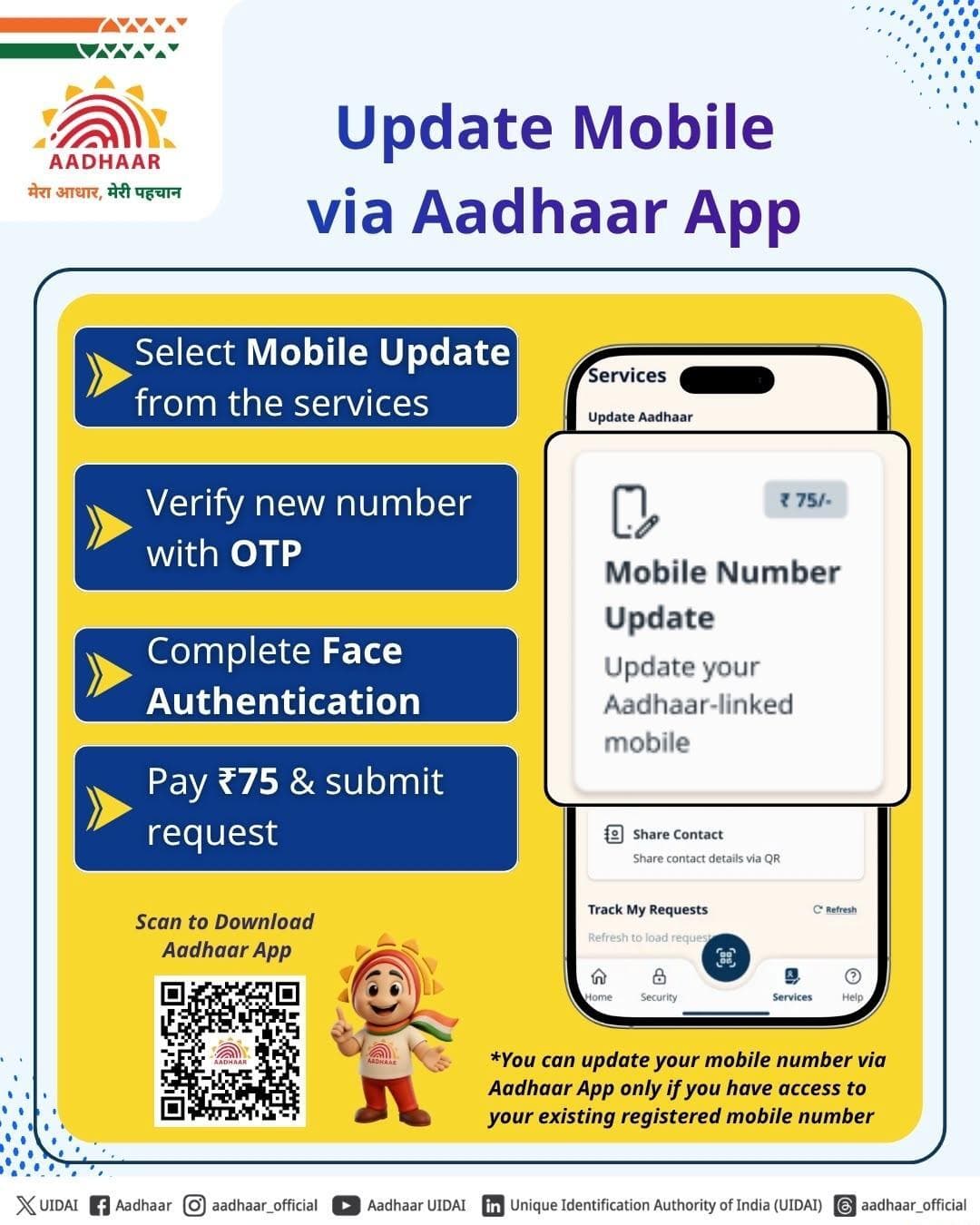 Update Mobile Number In Aadhaar Using Aadhaar App