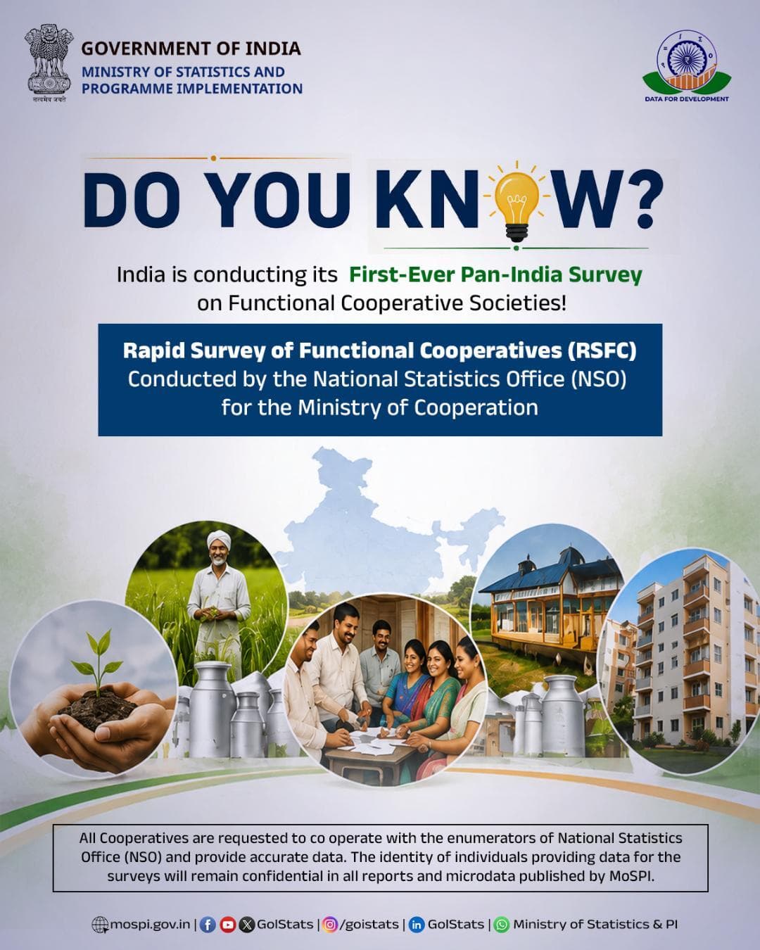 India’s first-ever pan-India Rapid Survey of Functional Cooperatives is being conducted from Apr to Sept 2026