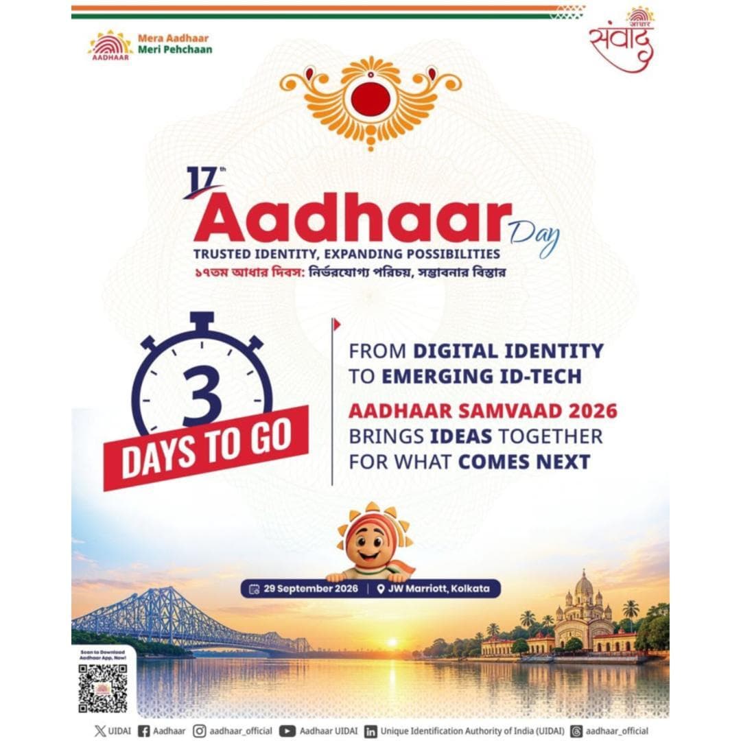 3 days until #AadhaarSamvaad2026 brings together ideas that are shaping the next chapter of Digital Identity & ID-Tech.