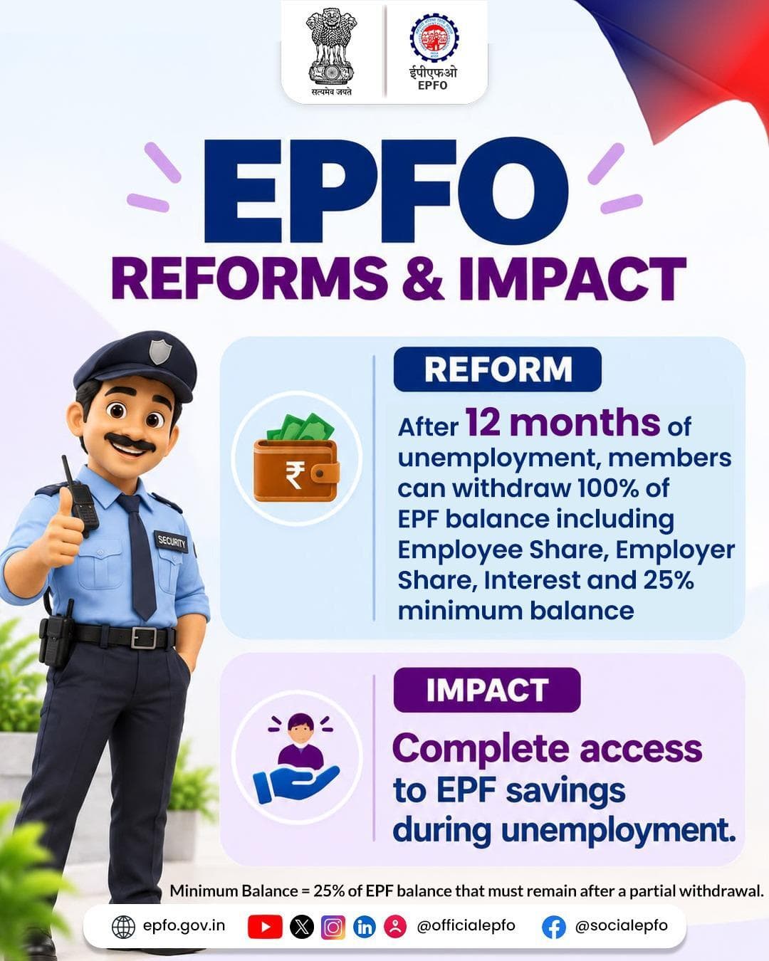 EPFO Reforms & Impact:
Greater financial security for members during unemployment.