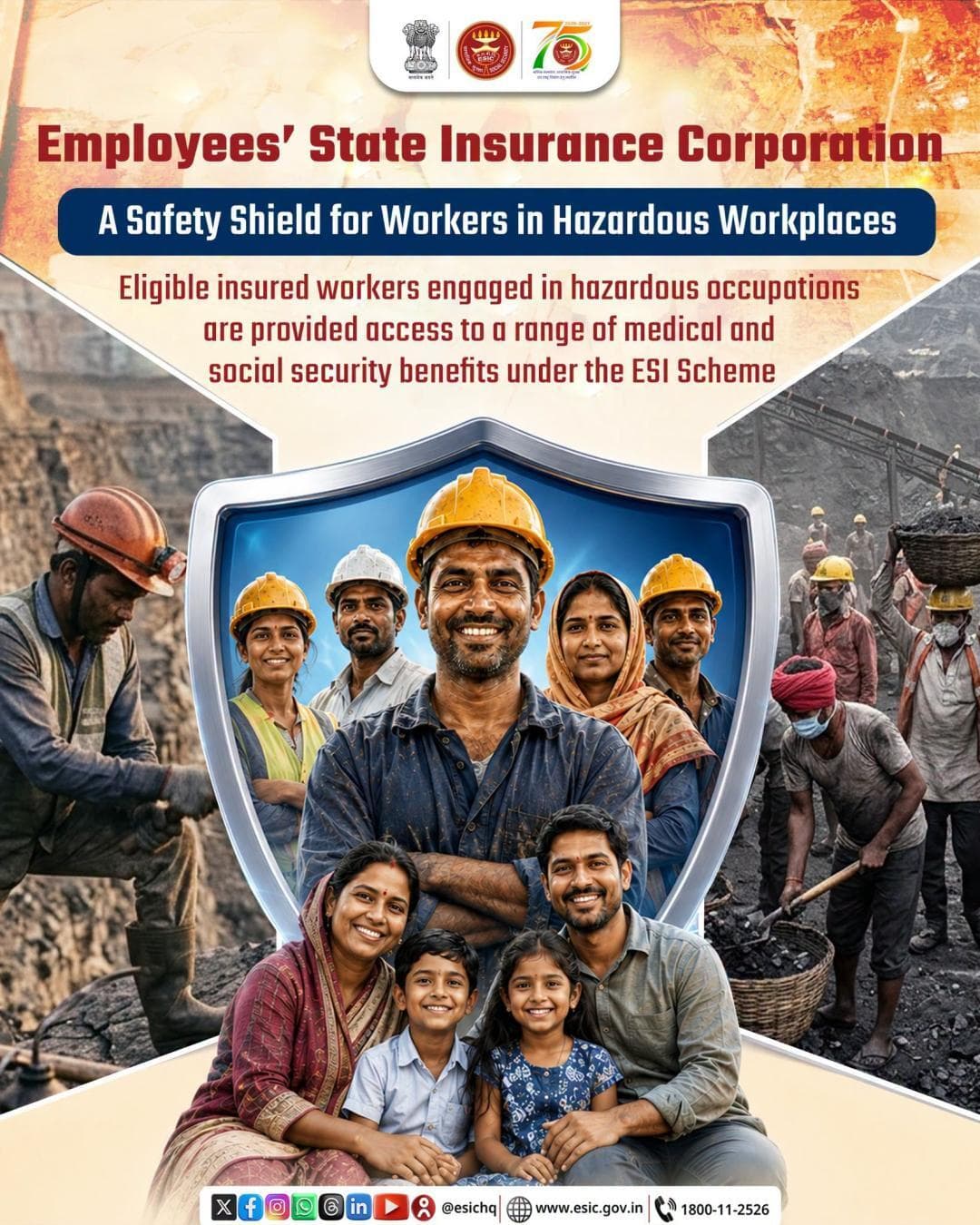 അപകടകരമായ ജോലിസ്ഥലങ്ങളിൽ, തൊഴിലാളികളുടെ ആരോഗ്യവും സുരക്ഷയും സംരക്ഷിക്കുന്നതിന് ഏറ്റവും ഉയർന്ന മുൻഗണന നൽകണം.
#ESIC